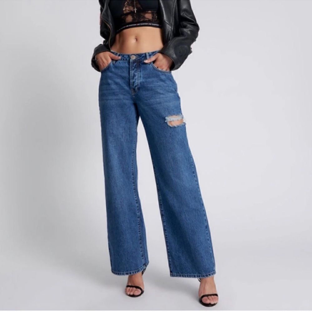 Revolve One Teaspoon Blue Mid Waist Wide Leg Jackson
Jeans(Size 28)